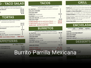 Burrito Parrilla Mexicana opening hours