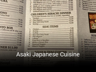 Asaki Japanese Cuisine open hours