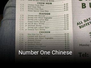 Number One Chinese opening hours