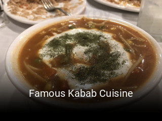 Famous Kabab Cuisine open hours