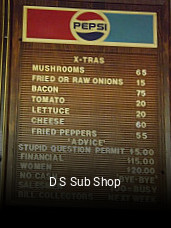 D S Sub Shop opening hours