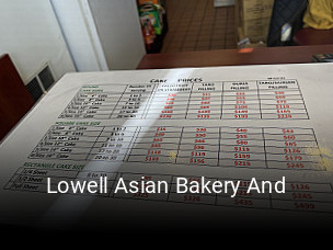 Lowell Asian Bakery And opening hours