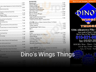 Dino's Wings Things opening hours