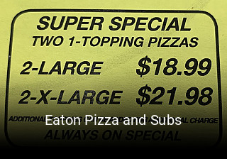 Eaton Pizza and Subs open hours