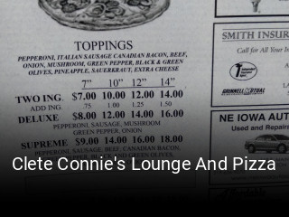 Clete Connie's Lounge And Pizza opening hours